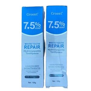 Croent 7.5% nHAP White Tooth Repair Hydroxyapatite Toothpaste Lot Of 2